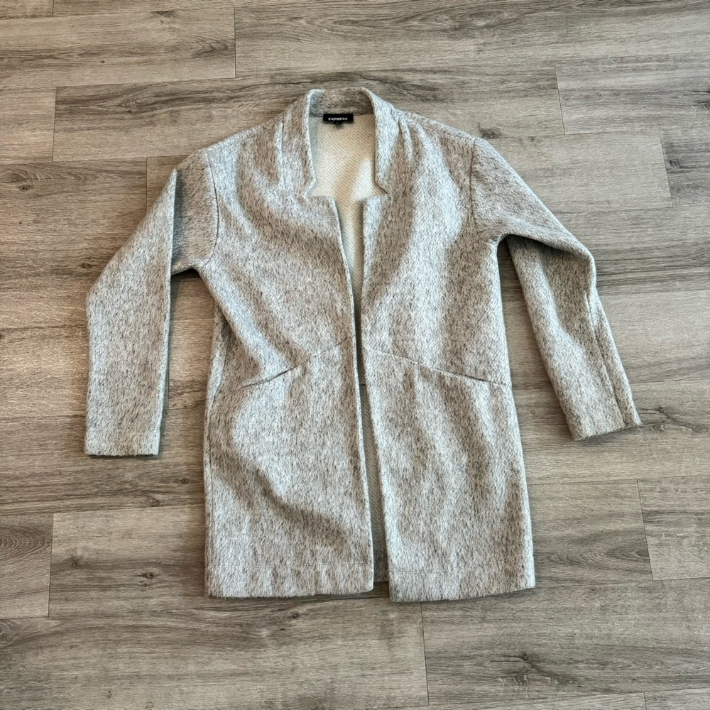 Express light grey long lined coat
